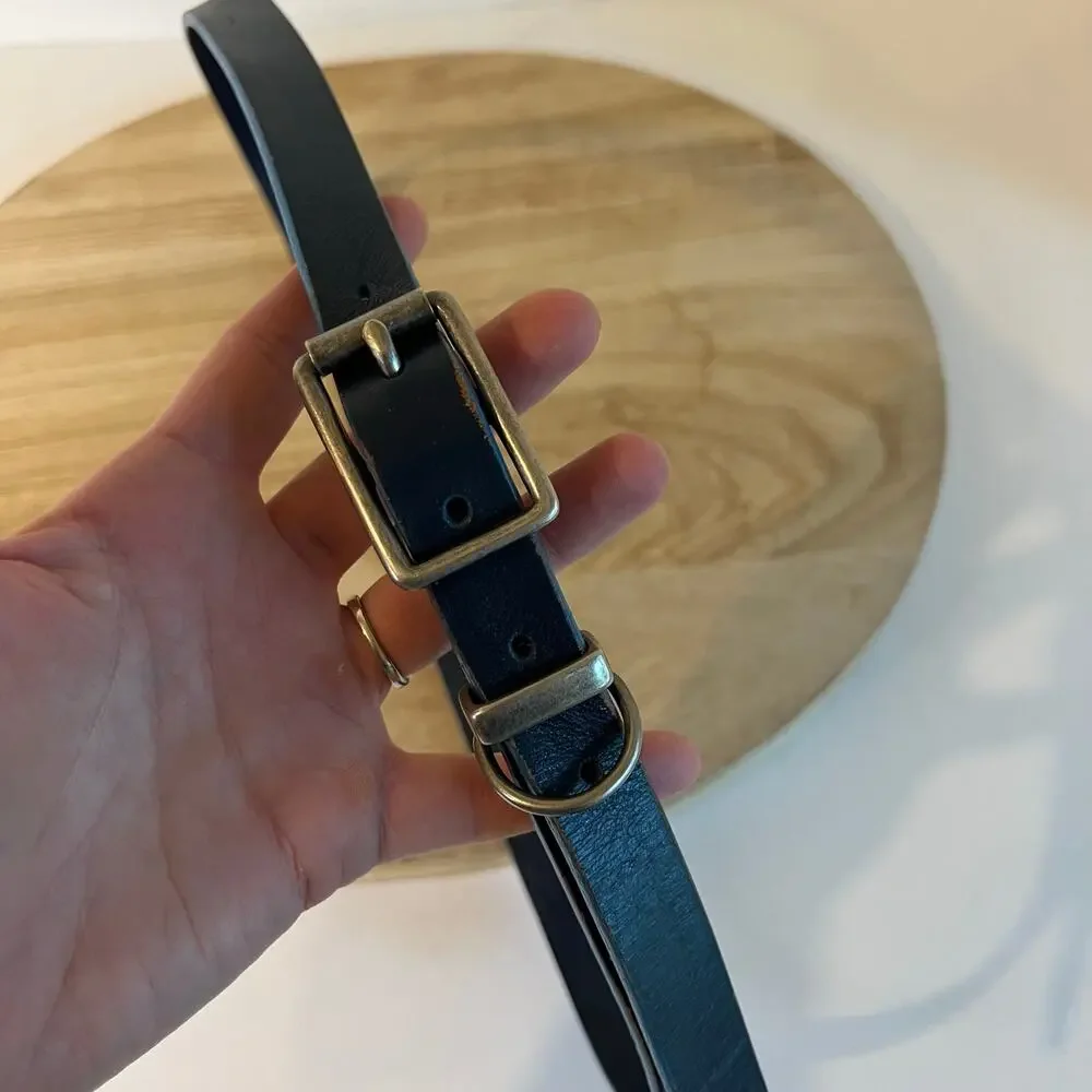 GAP Blue Genuine Leather Silver Utility Buckle Belt Size Medium